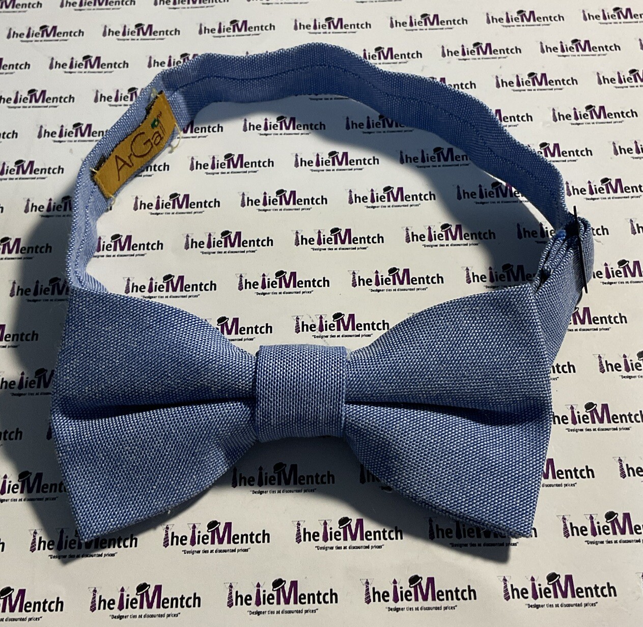 ArGail Solid Light Blue 100% Cotton Pre-Tied Adjustable Bowtie BRAND NEW