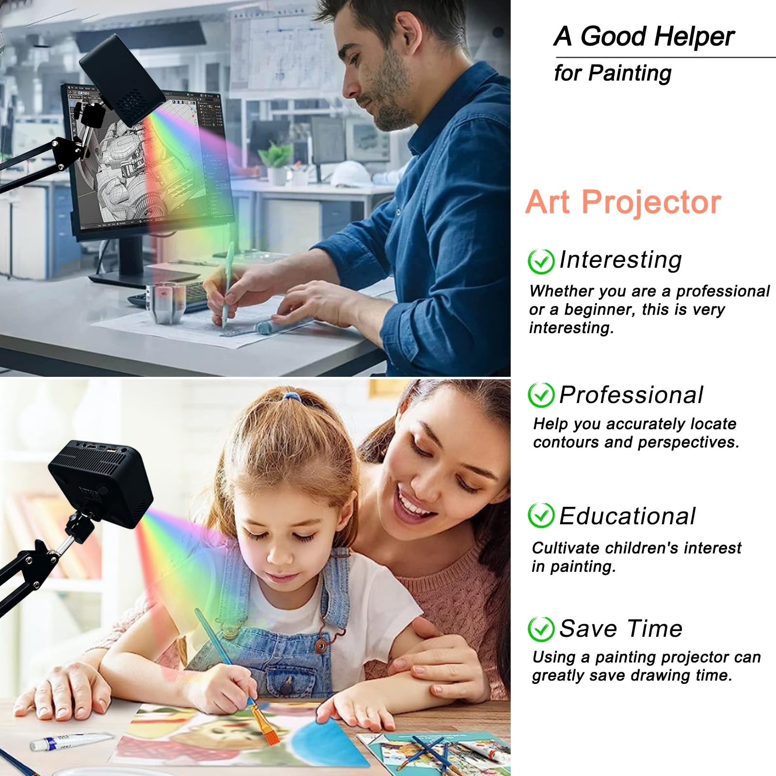 Art Projector for Tracing - Smart Sketcher Tool for Adult Artists and Bakers