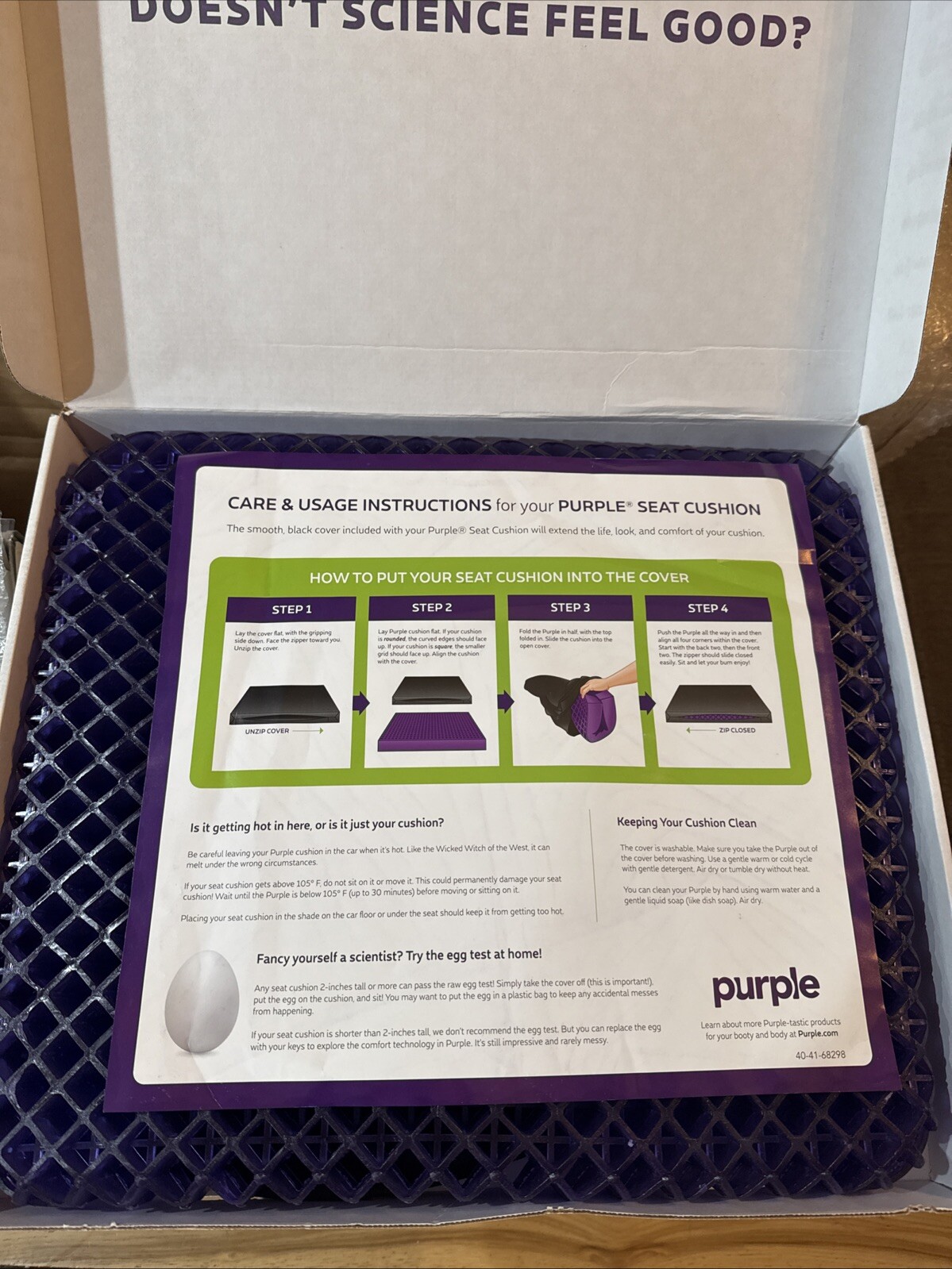 Purple Royal Seat Cushion 2” w/ Washable Cover  NEW