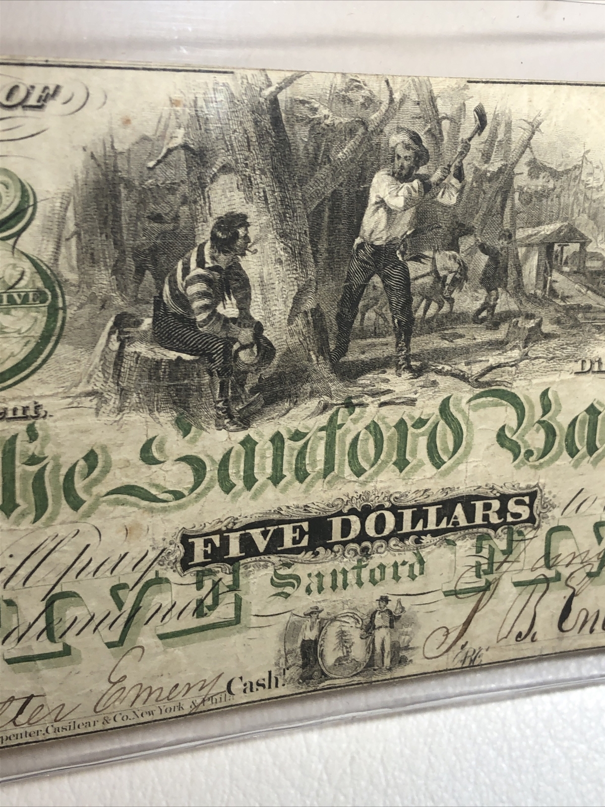 obsolete currency The Sanford Bank, Maine 1861 $5 S/n 481