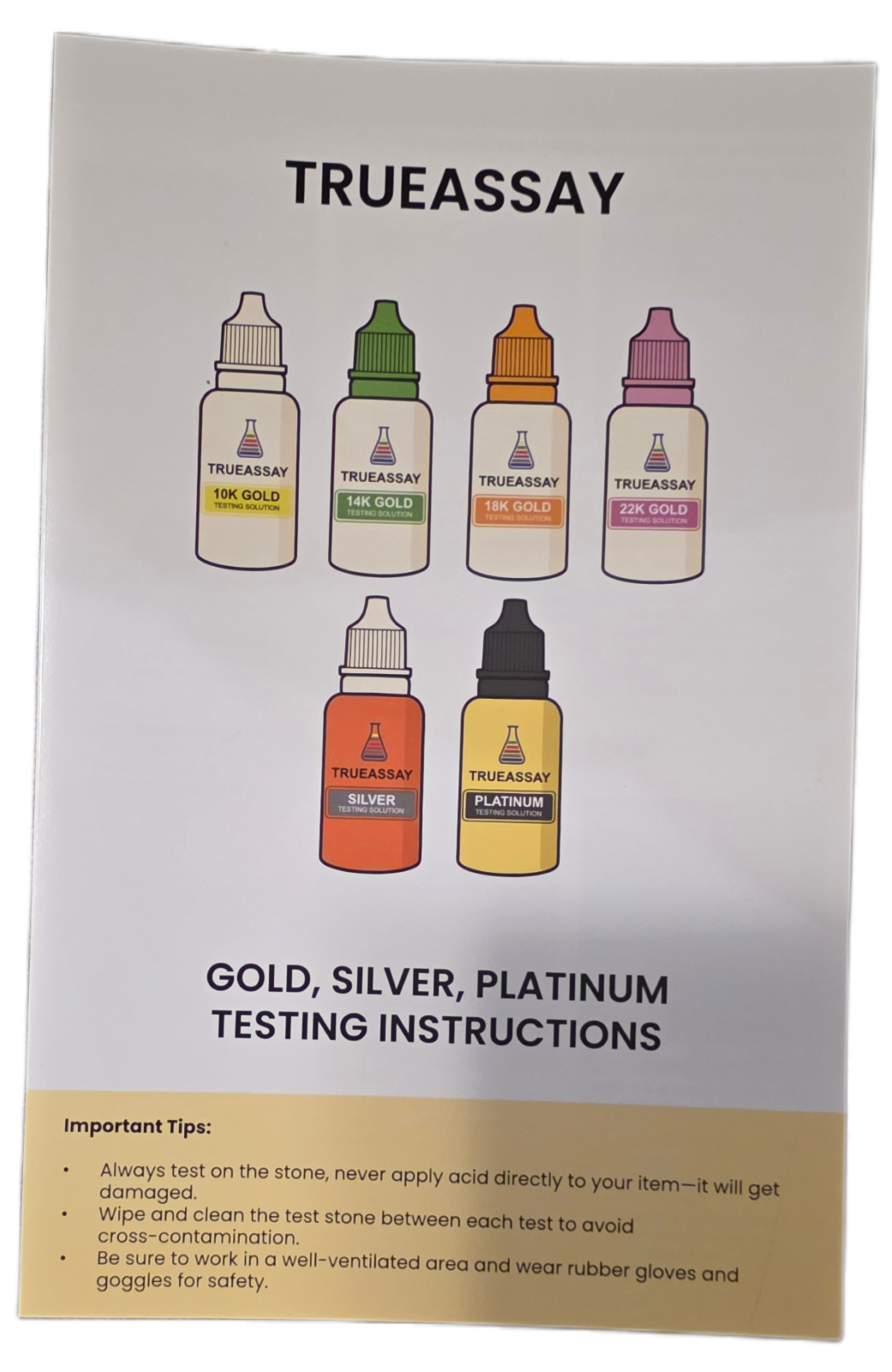 Gold Silver Platinum Testing Kit - Test 9K 10K 12K 14k 18K 22K 999 925 Sterling