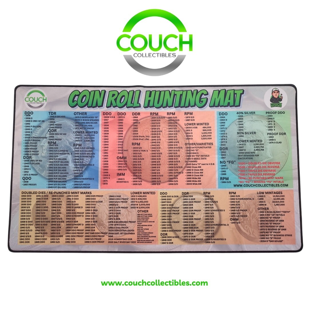 NEW Coin Roll Hunting Mat -Penny, Nickel, Dime, Quarter, Half Dollar Coin Sorter