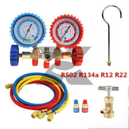 For R502 R134a R12 R22 AC Manifold Gauge Set A/C Refrigeration 3 Way Hose