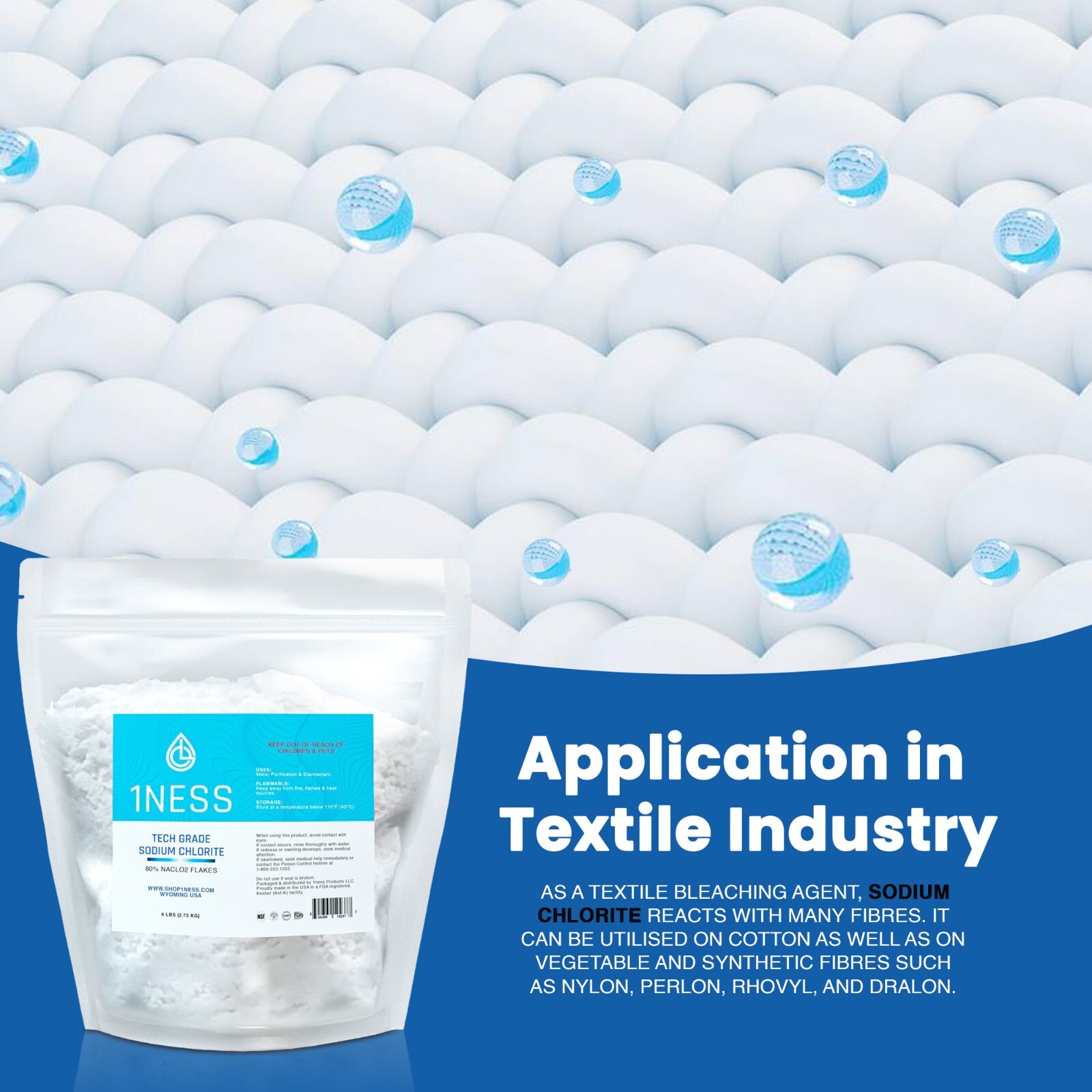 Tech Grade SC Flakes – 80% Pure NaClO₂ – 6 lbs for Water Treatment