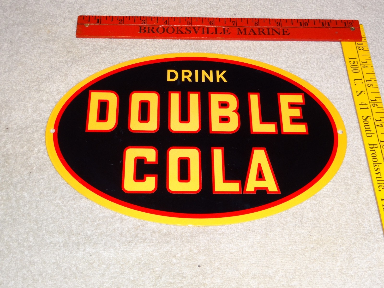 VINTAGE DRINK DOUBLE COLA SODA POP 12" METAL COCA GASOLINE OIL ADVERTISING SIGN!