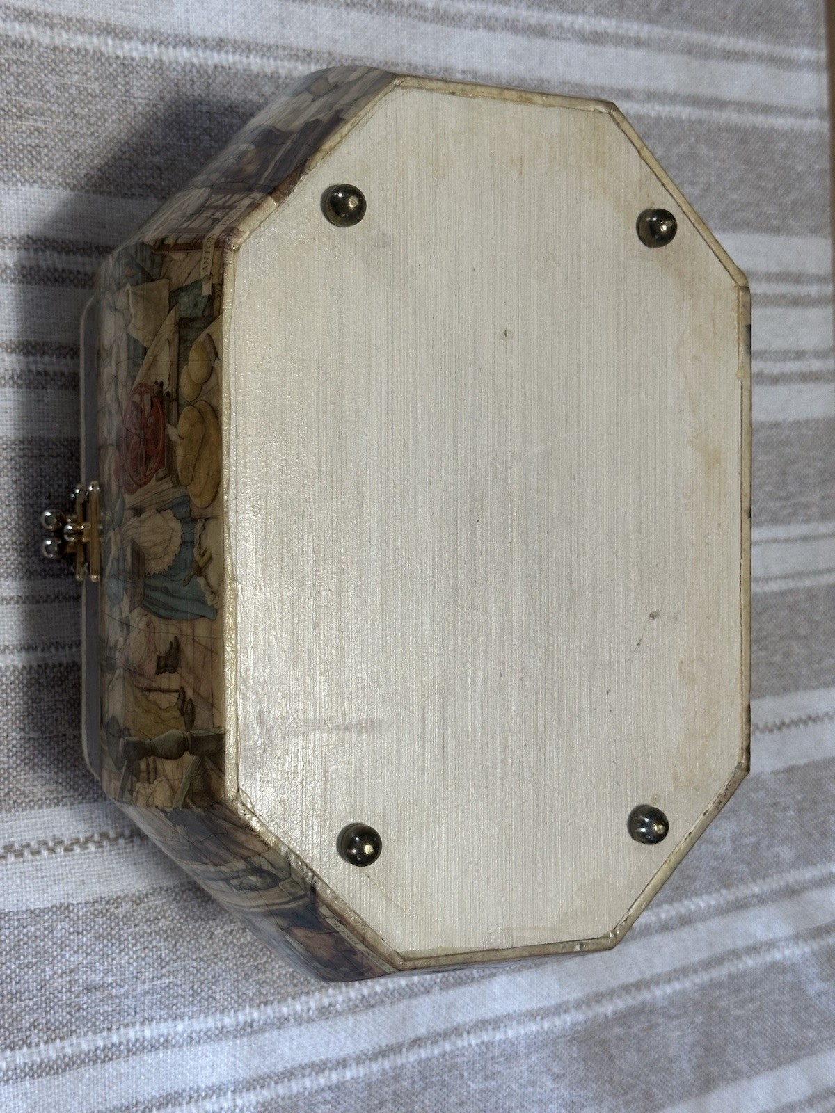 Anton Pieck Wooden Octagon Box Purse w/ Handle 9.5"×6" Vintage