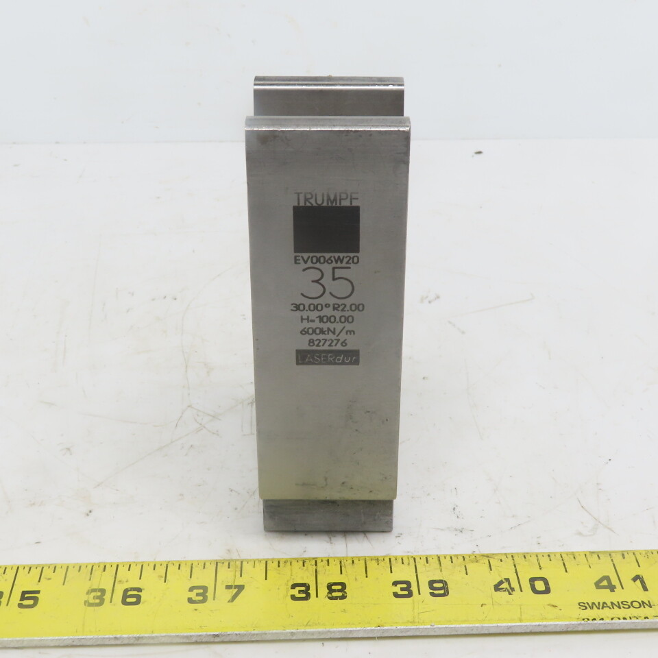 Trumpf 827276 EV0036W20 Brake Press Die 30° 35mm Wide R2.0 H=100mm Laser dur