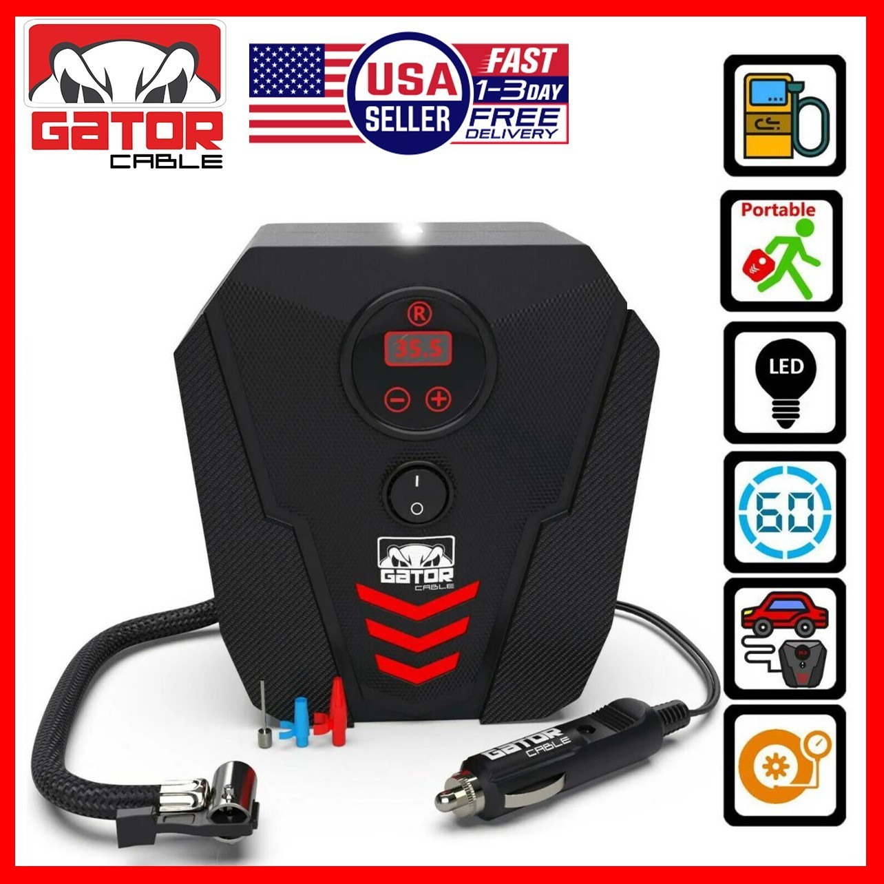 Car Tire Air Pump Inflator Compressor Digital Electric Auto Portable 150PSI 12V