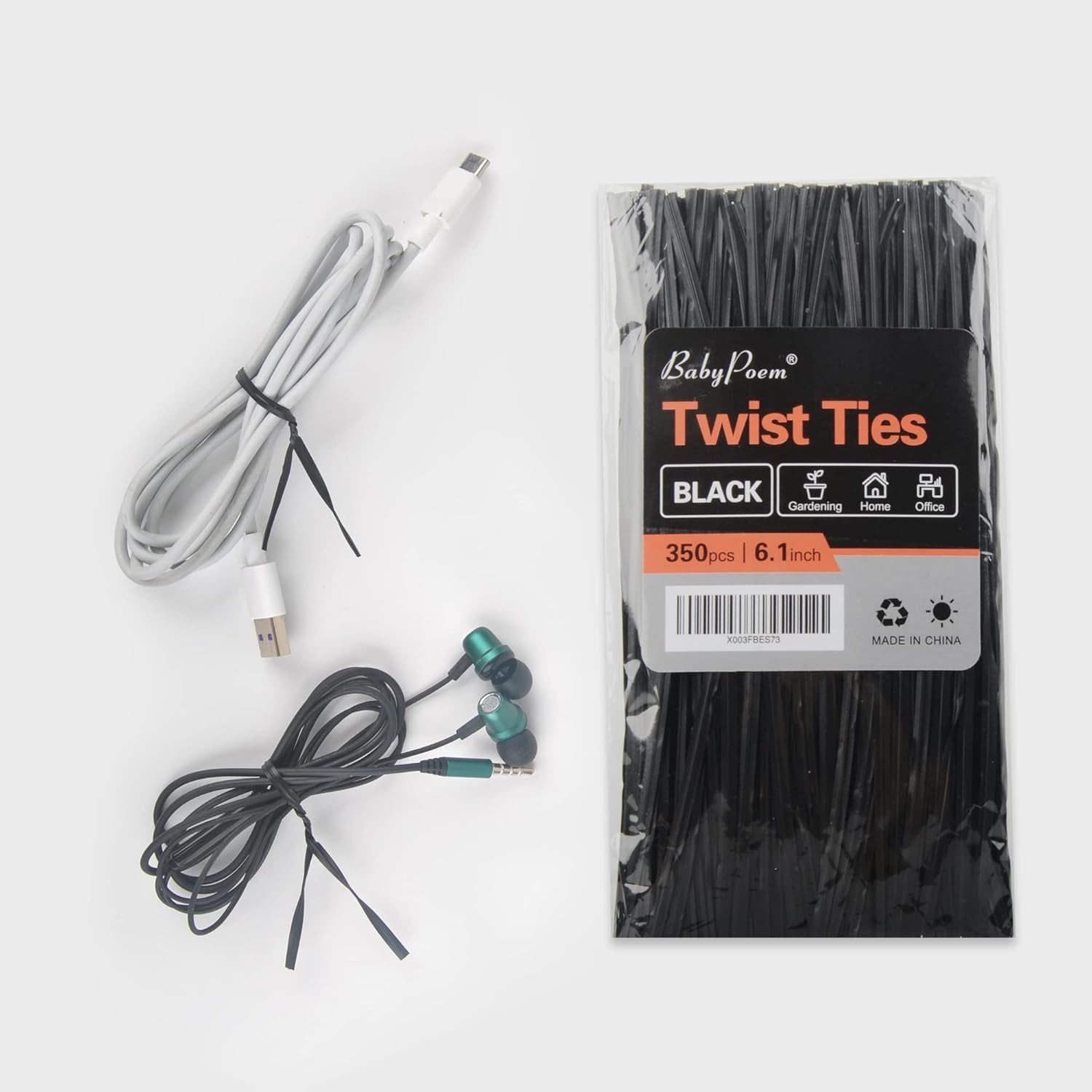 Twist Ties 350 PCS 6.1 Inches Bread Ties Black Reusable for Bags for Gard