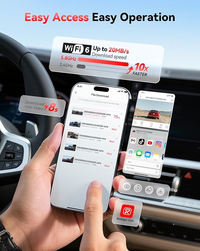 REDTIGER F7NP 128GB Dash Camera Front and Rear 4K Dash Cam With WiFi&GPS