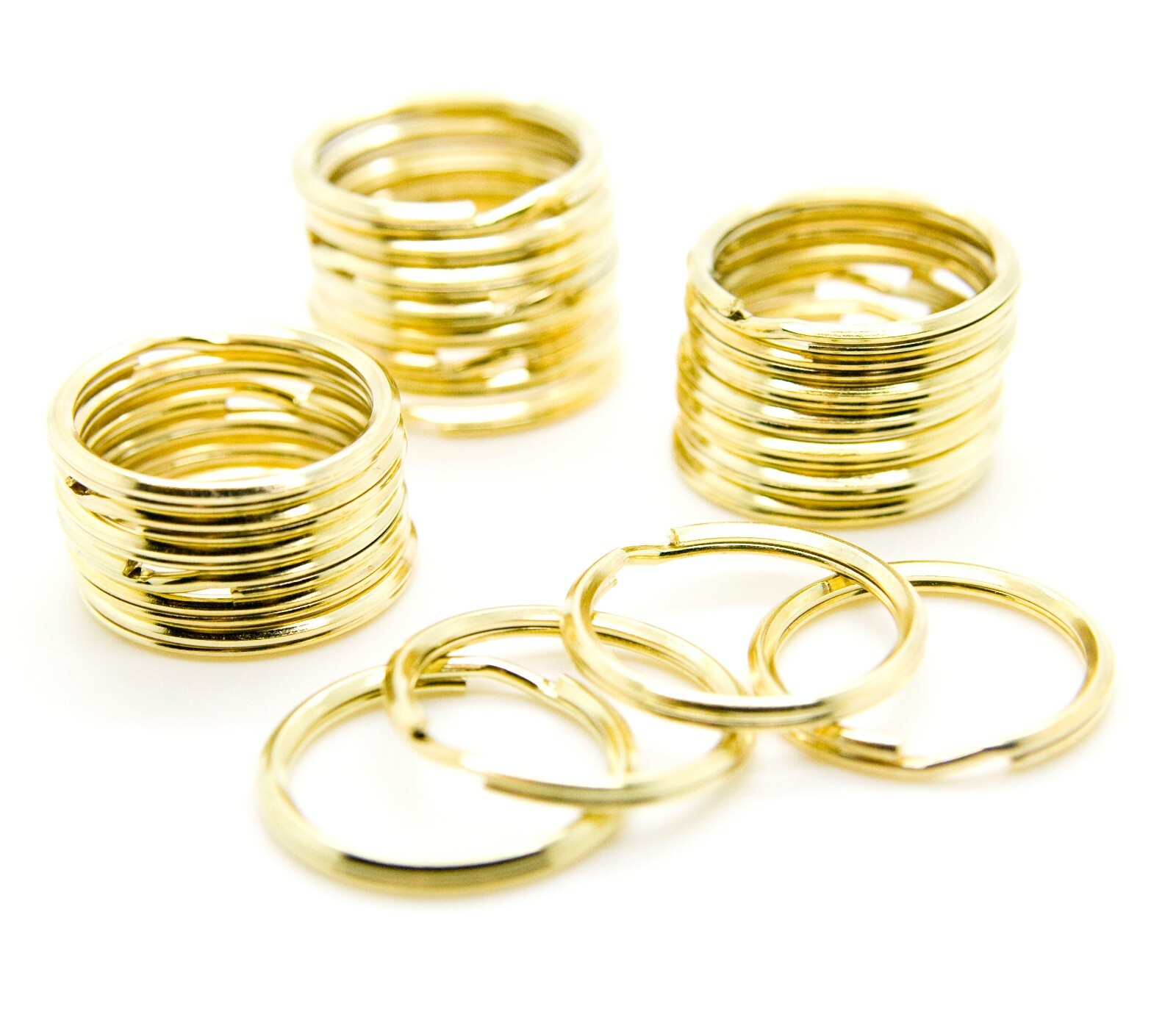 WHOLESALE LOT 100 KEY RINGS 24mm 1" Split Ring GOLD finish