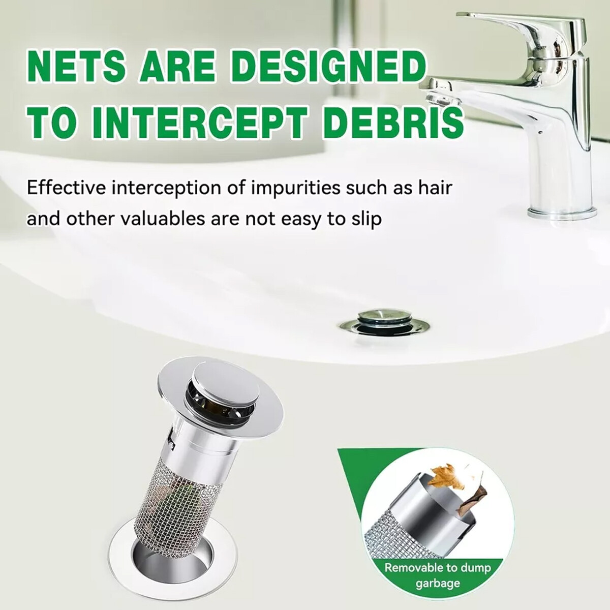 2 Pcs Bathroom Sink Stopper Hair Catcher Bathroom Pop Up Sink Drain Filter