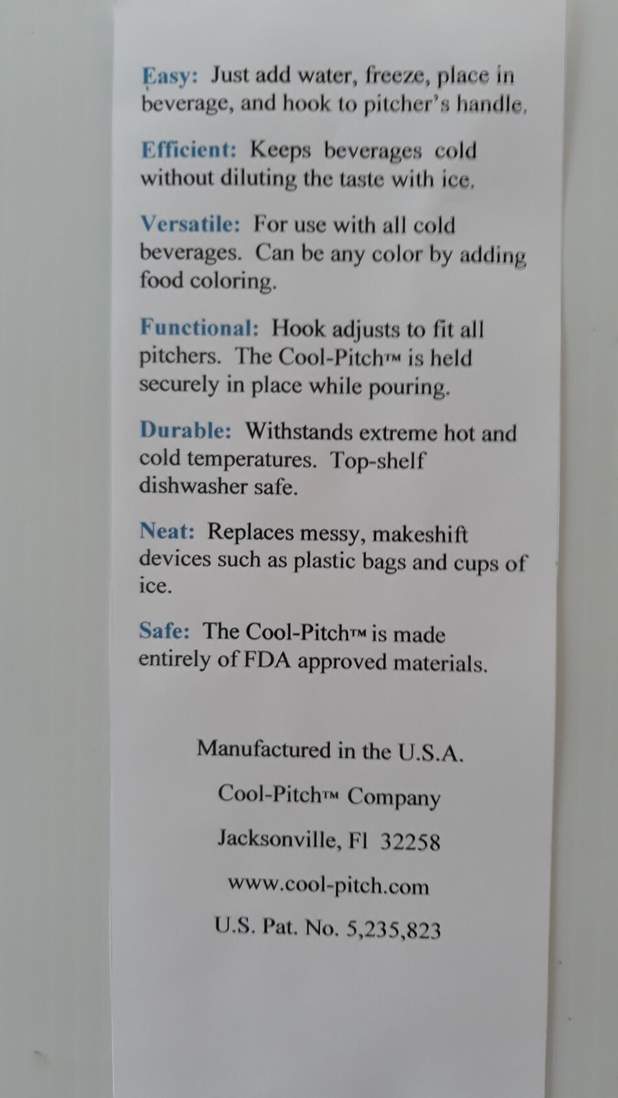 Set of 2 Cool-Pitch Pitcher Chillers For Use With Pitchers, BRAND NEW!