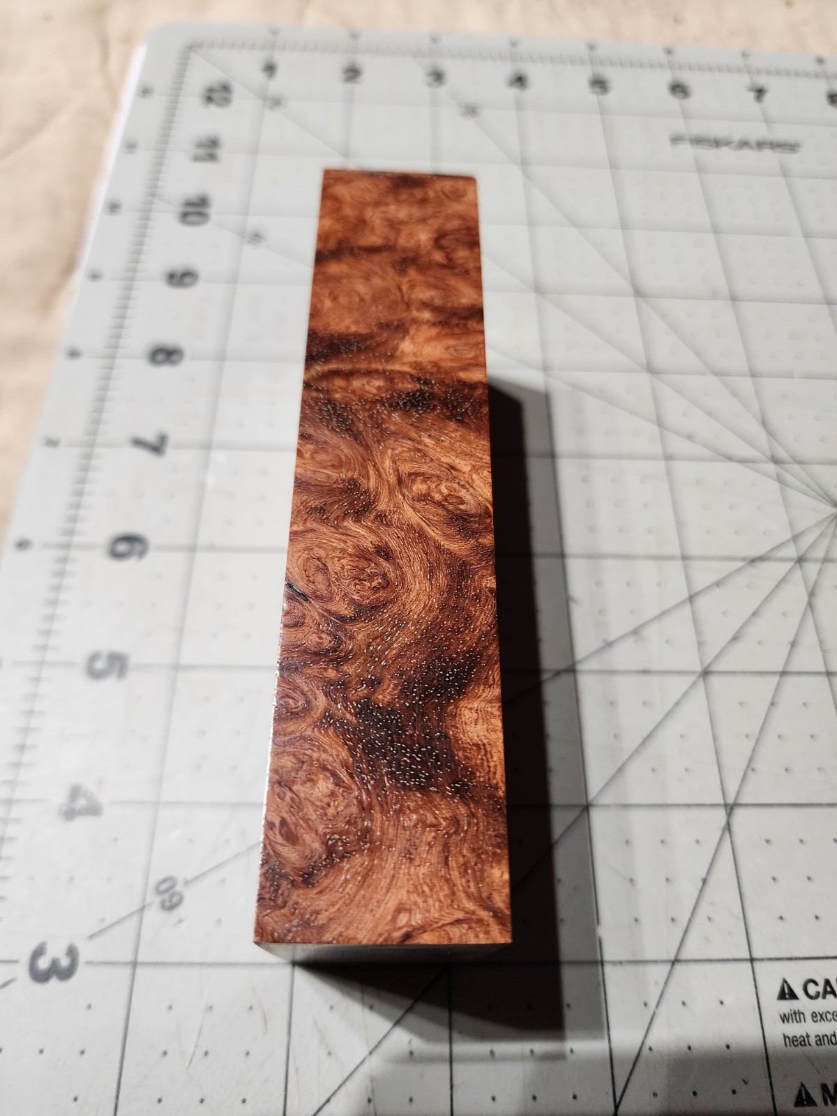 Stabilized Afzelia Burl Knife Blank Block, 5 X 2 X 1"