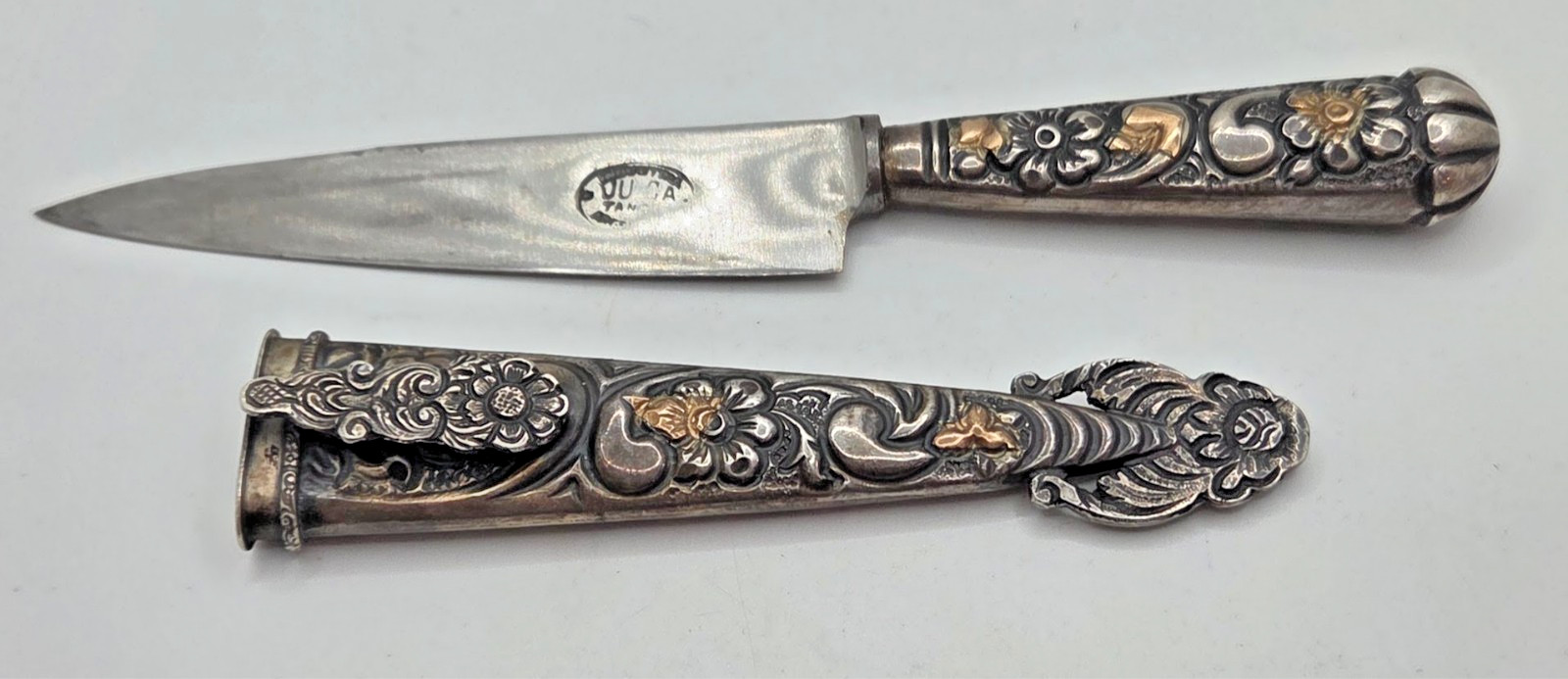 Alpaca Silver Dagger JU-CA Tandil Industria Argentina Knife w/ Ornate Scabbard