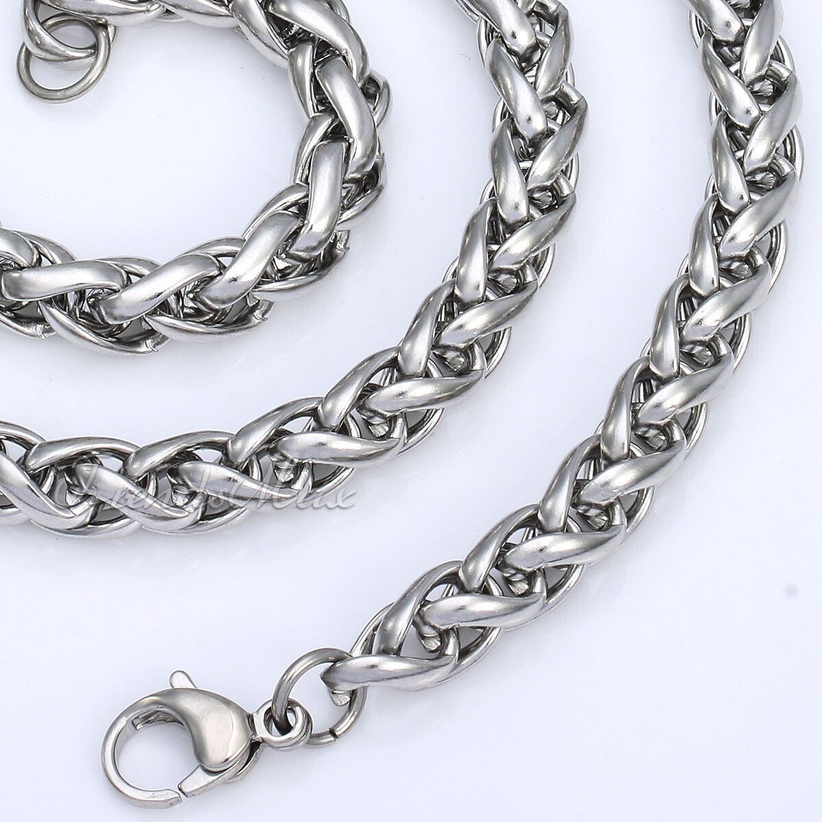 8mm Mens Braided Wheat Franco Necklace Stainless Steel Chain 22inch Heavy