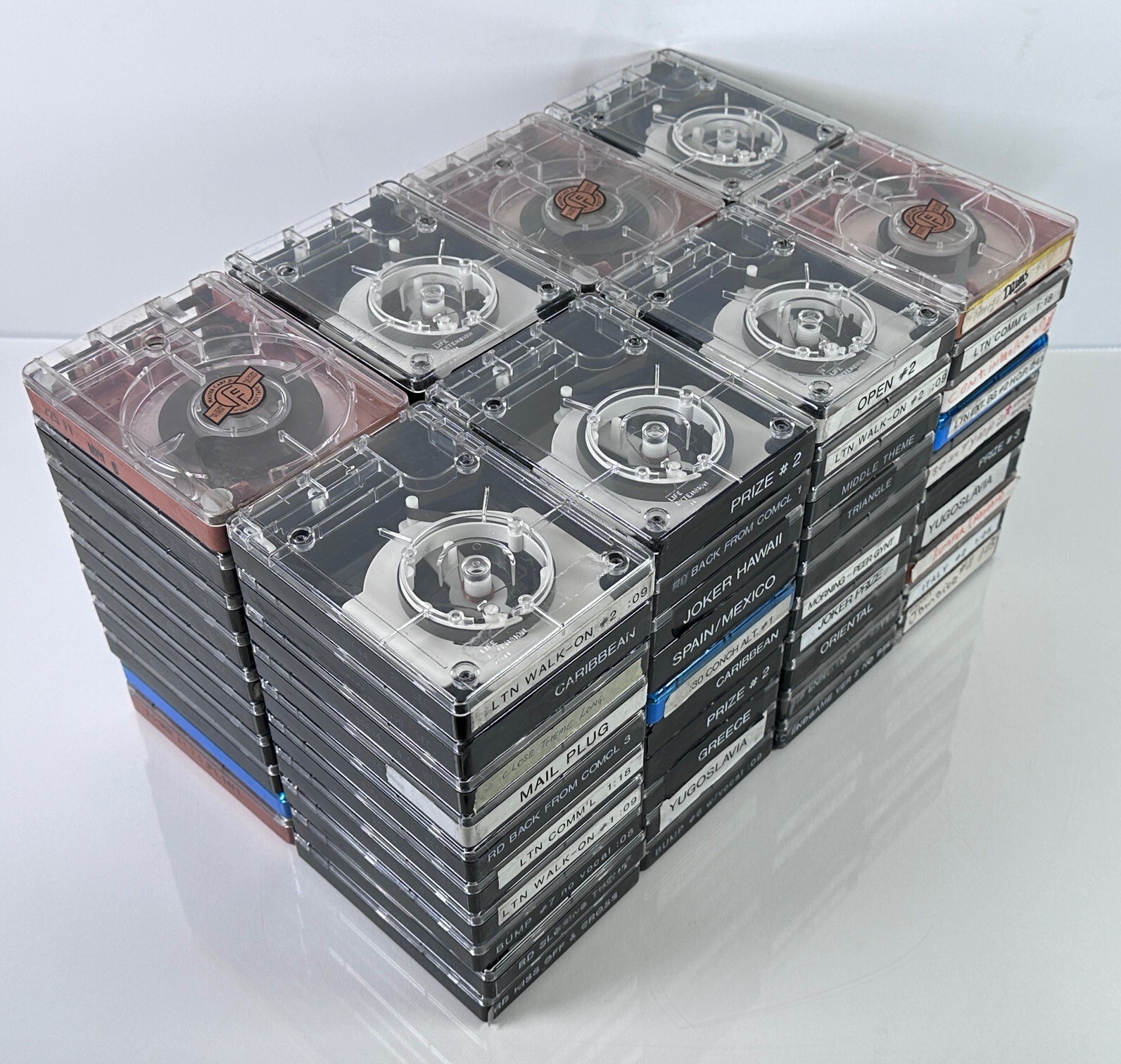 Lot of 80 Broadcast NAB Tape AA Cartridges 3M, Fidelipac, Audiopak, Scotchcart