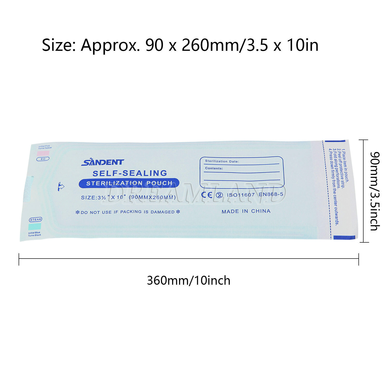Sterilization Pouches- 3.5 " x 10 " Dental Medical Self Seal Pouch Bag 200 Bags