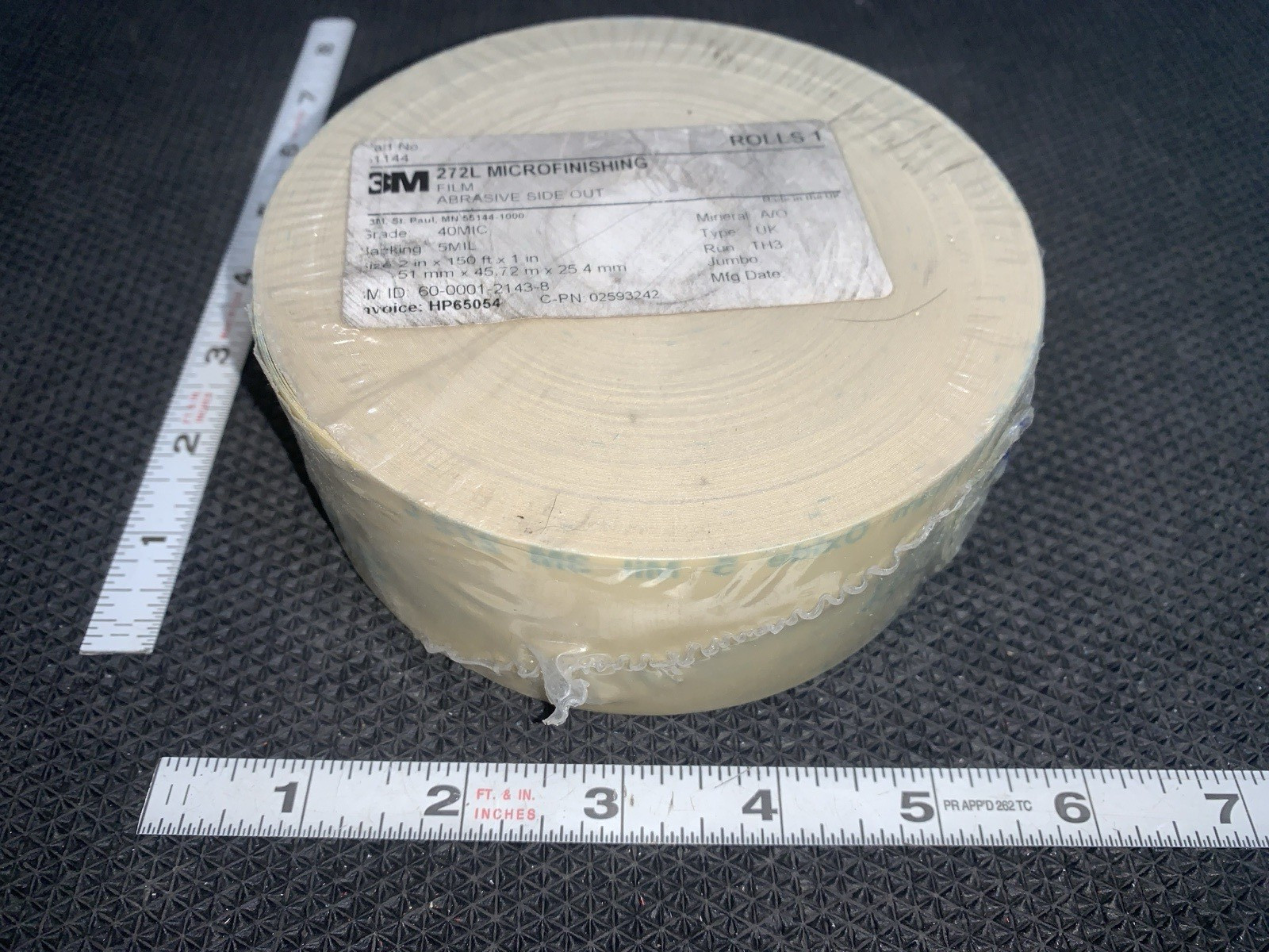 3M Abrasive Tape 2" x 150'  272L Microfinishing Film Roll 40 MIC 5mil 55144-1000
