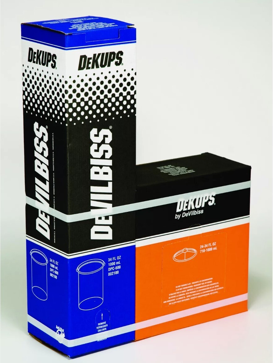 DeVilbiss DeKups 802100 Disposable Cup & Lid 34 oz For Compact Spray Guns 32 ct