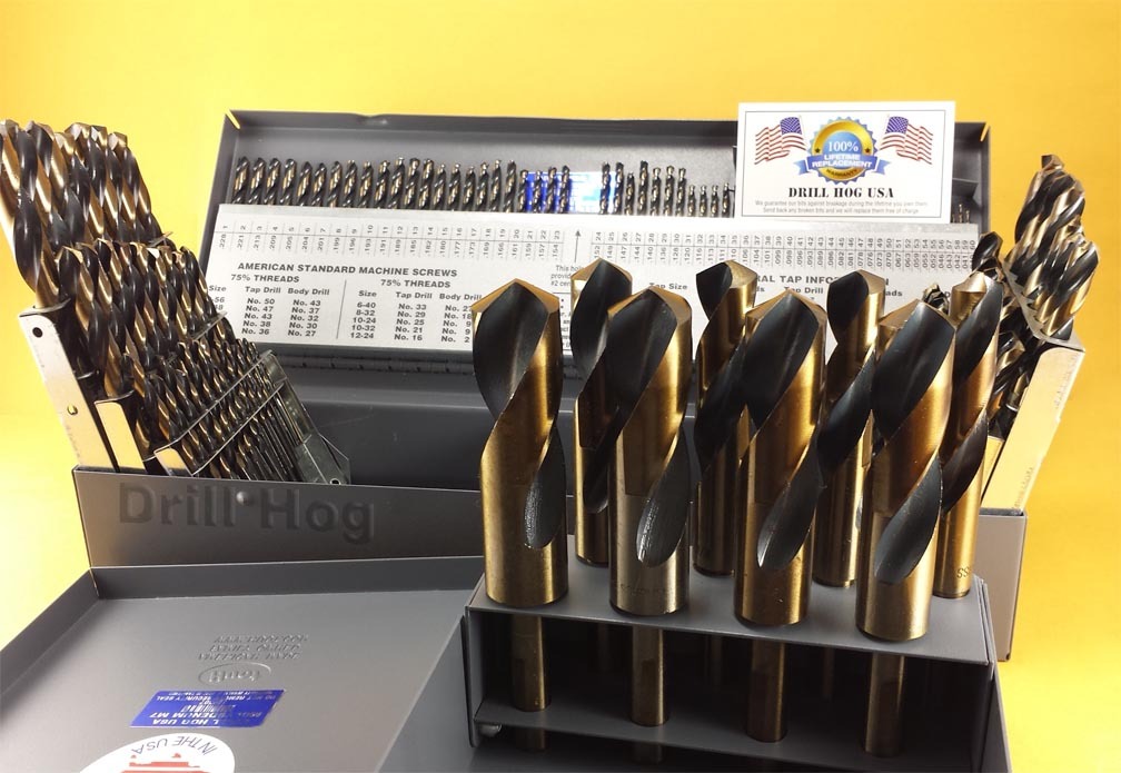 Drill Hog® 123 Pc Drill Bit Set Letter Number Bits HI-MOLY M7 Lifetime Warranty