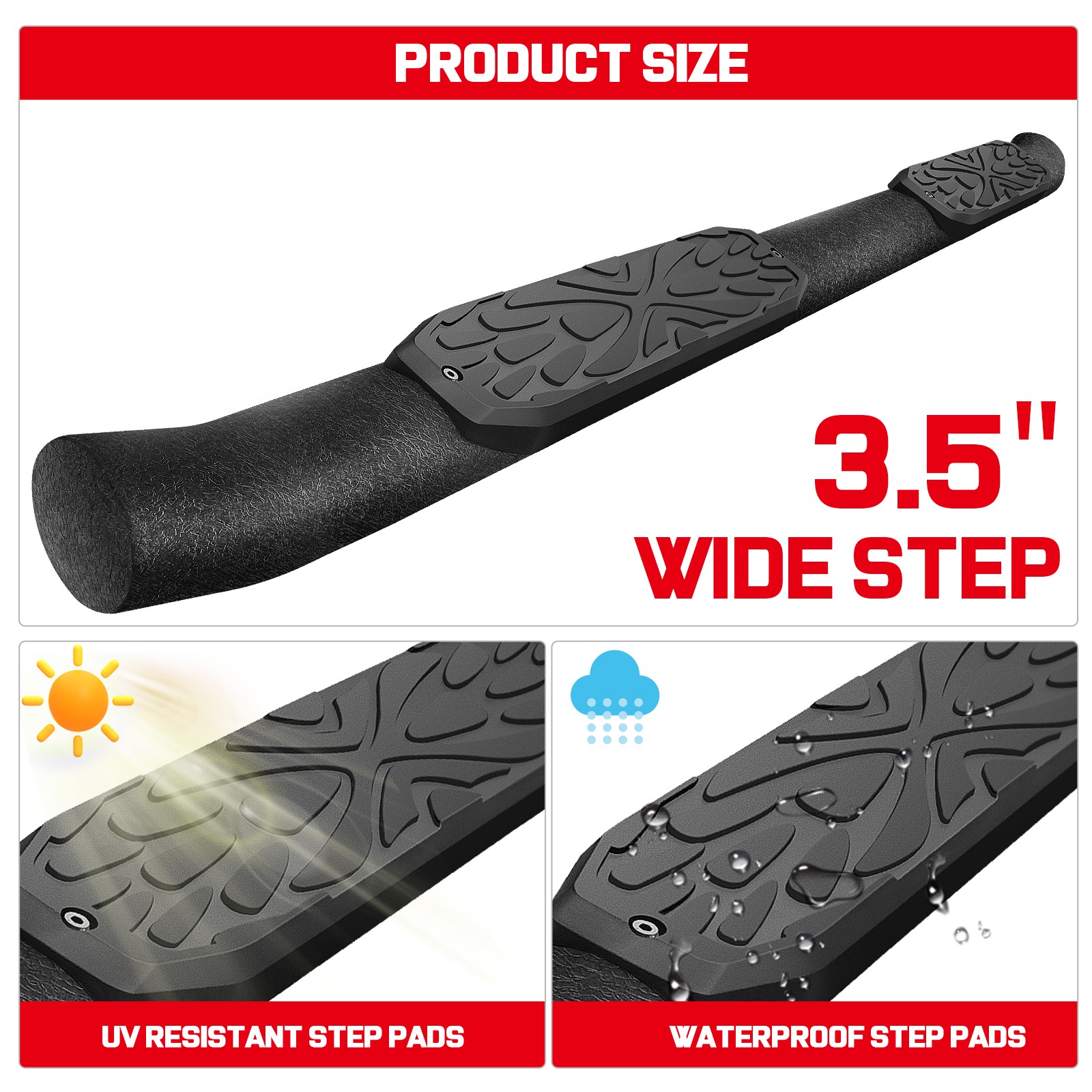 FOR 2011-2021 Jeep Grand Cherokee 3.5" Truck Step Curved Running Boards Nerf Bar