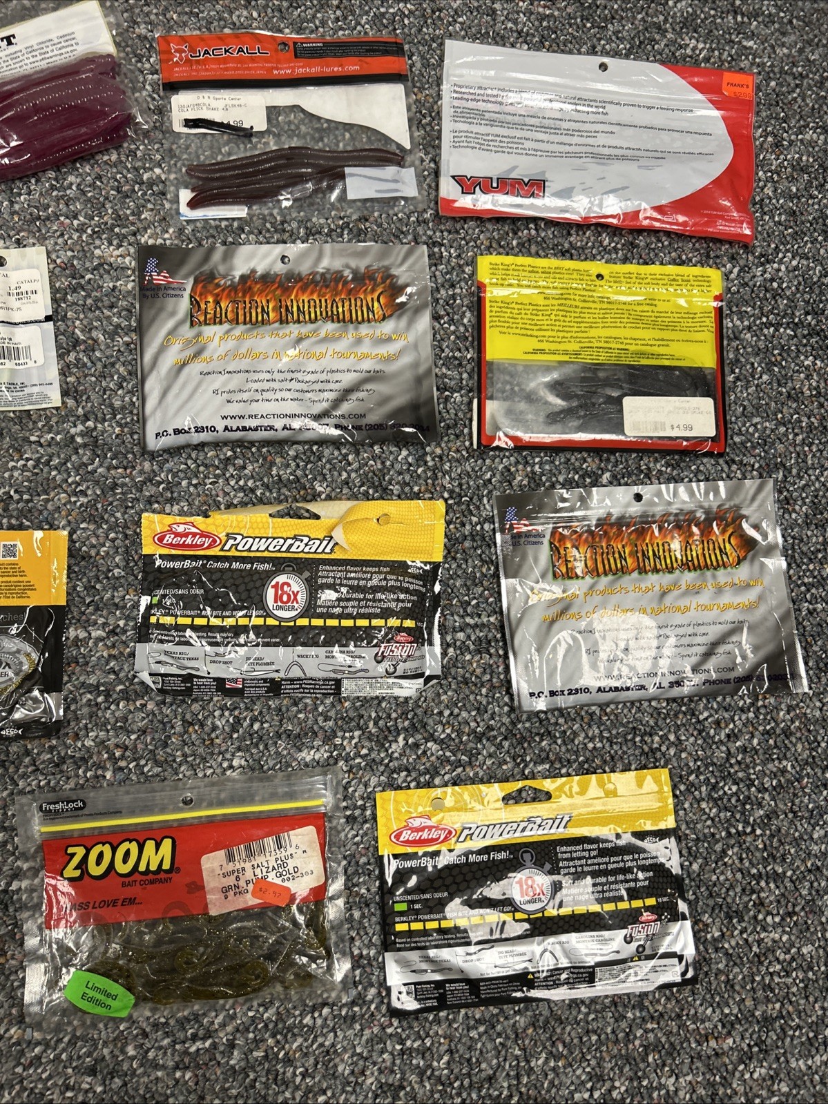 Bass Fishing Lures Soft Plastics Worm Lot RoboWorm Powerbait Yum Jackall Rival