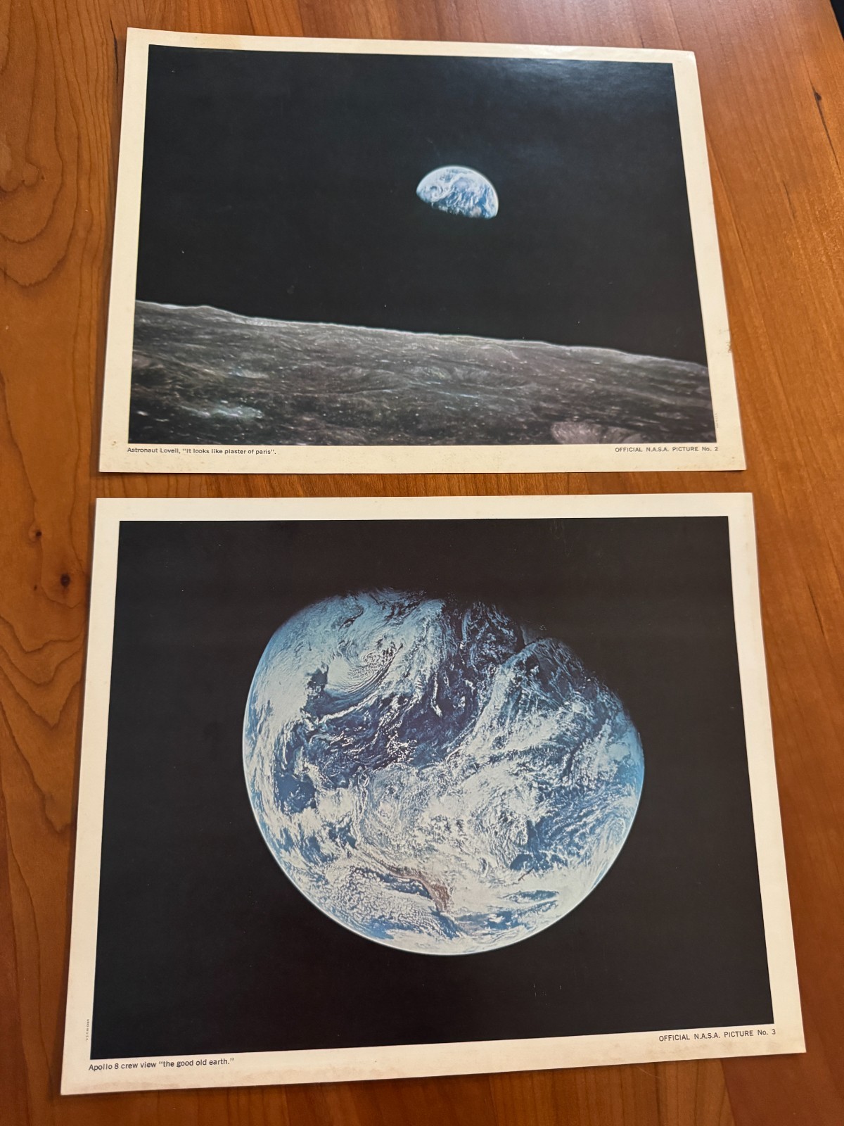 VINTAGE! Set of 2 Official Late 1960s NASA Pictures Space Exploration Moon Earth