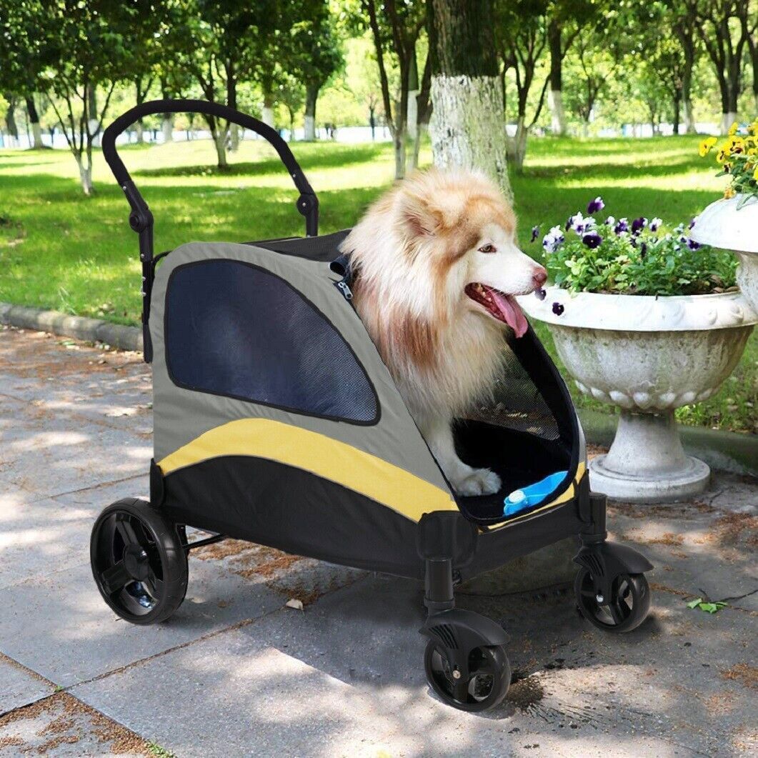 XXL Heavy Duty Dog Stroller Double Door Pet Trolley Carrier Cart Foldable Jogger