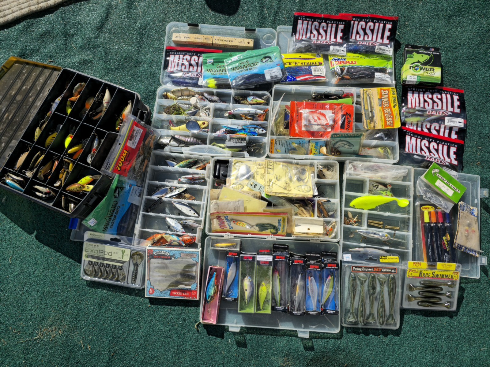 Fishing Tackle Lot Rapala Crankbaits, Worms, Hooks, New & Used Some New Vintage