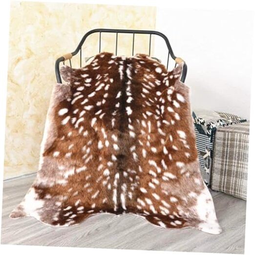 Faux Deer Rug 3x3.6 Feet Sika Deer Hide Carpet Animal Printed Rug Cow Hides