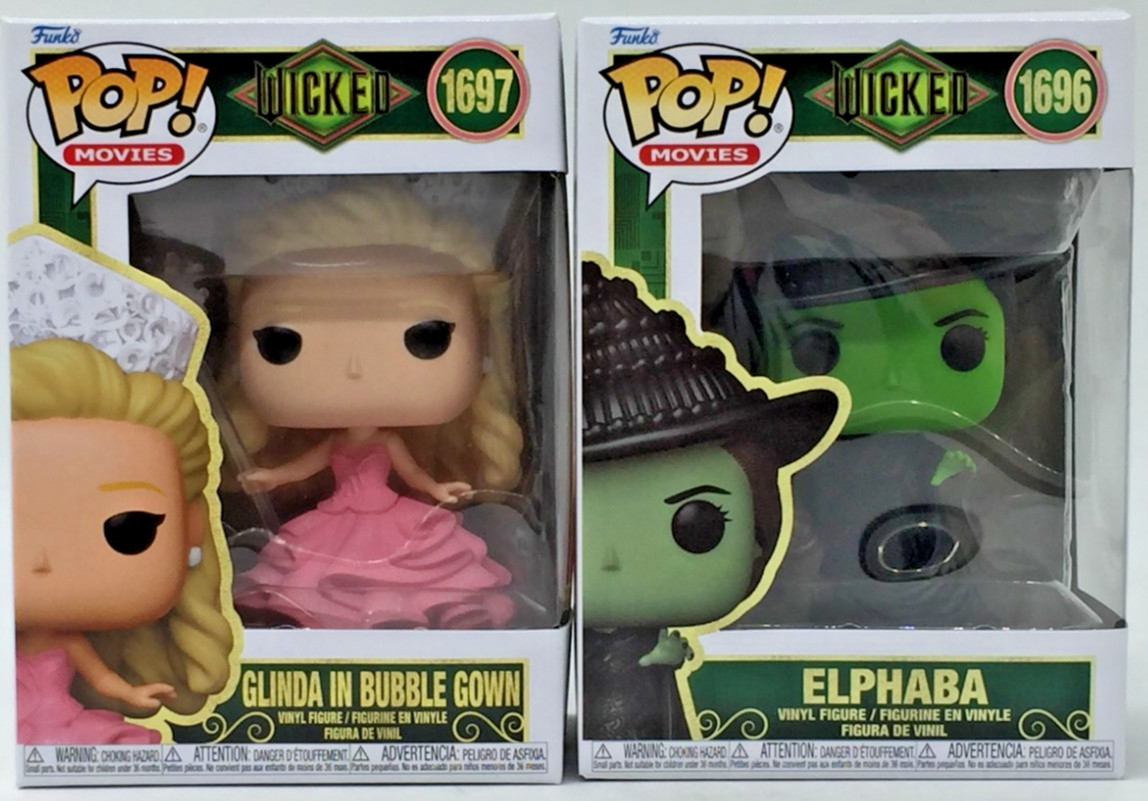 Funko Pop! Movies Wicked Elphaba #1696 Glinda in Bubble Gown #1697 Set of 2