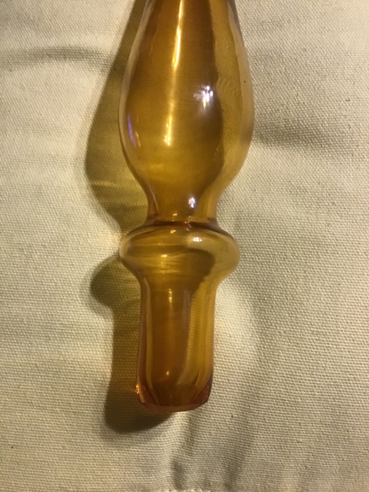 Vintage MCM Empoli Amber Smooth Glass Bottle Decanter Stopper Only, Approx 9.5”