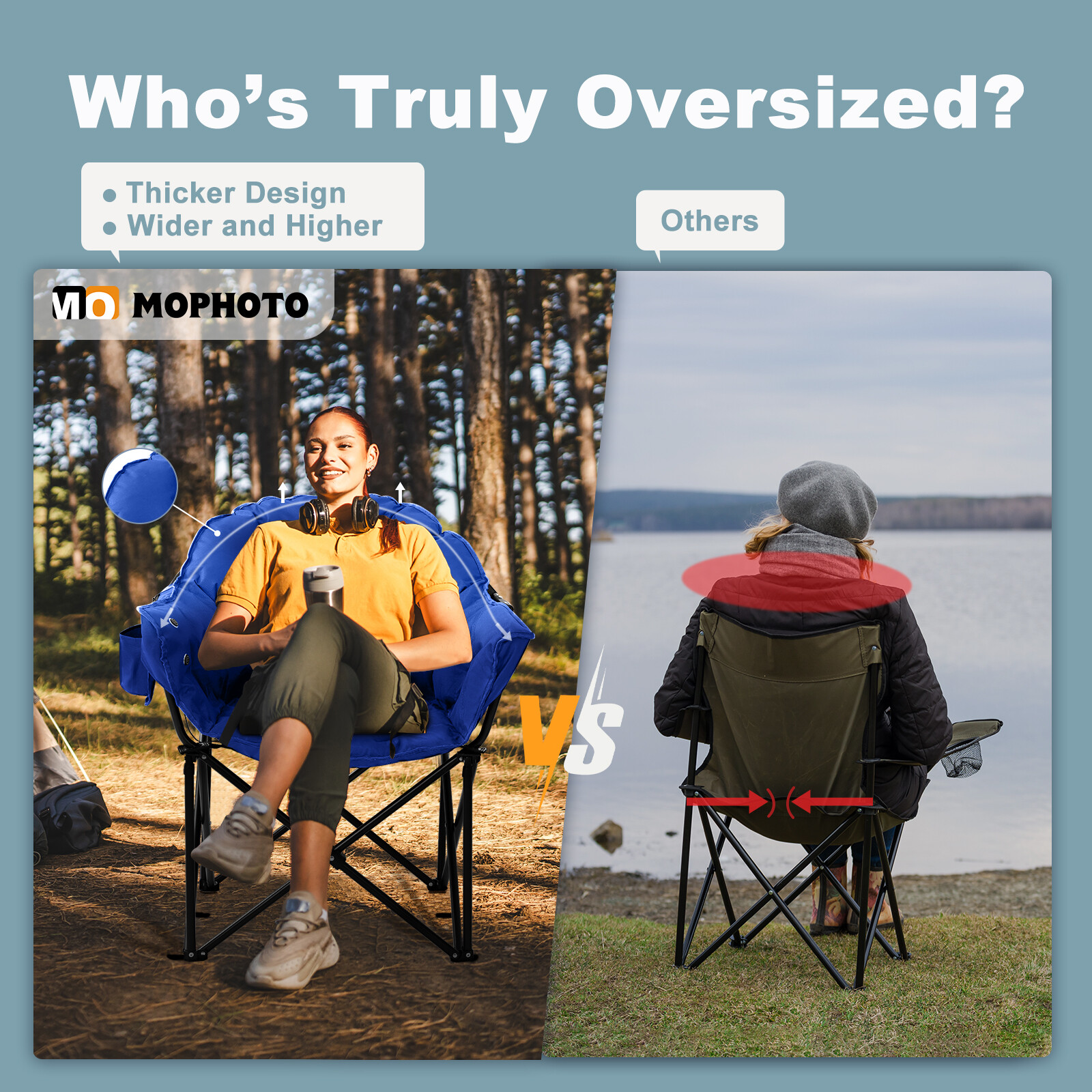 NAIZEA Heated Camping Chair With 2*10000mAh Power Bank Oversized Folding Chair