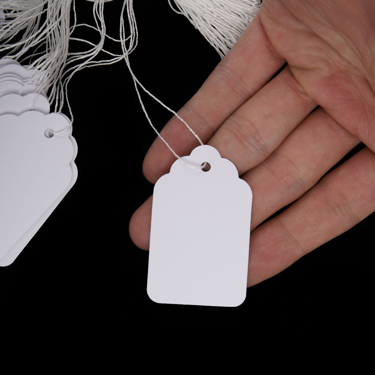 Garage Sale Price Tags Size #5 Blank White Merchandise Hang String Strung US