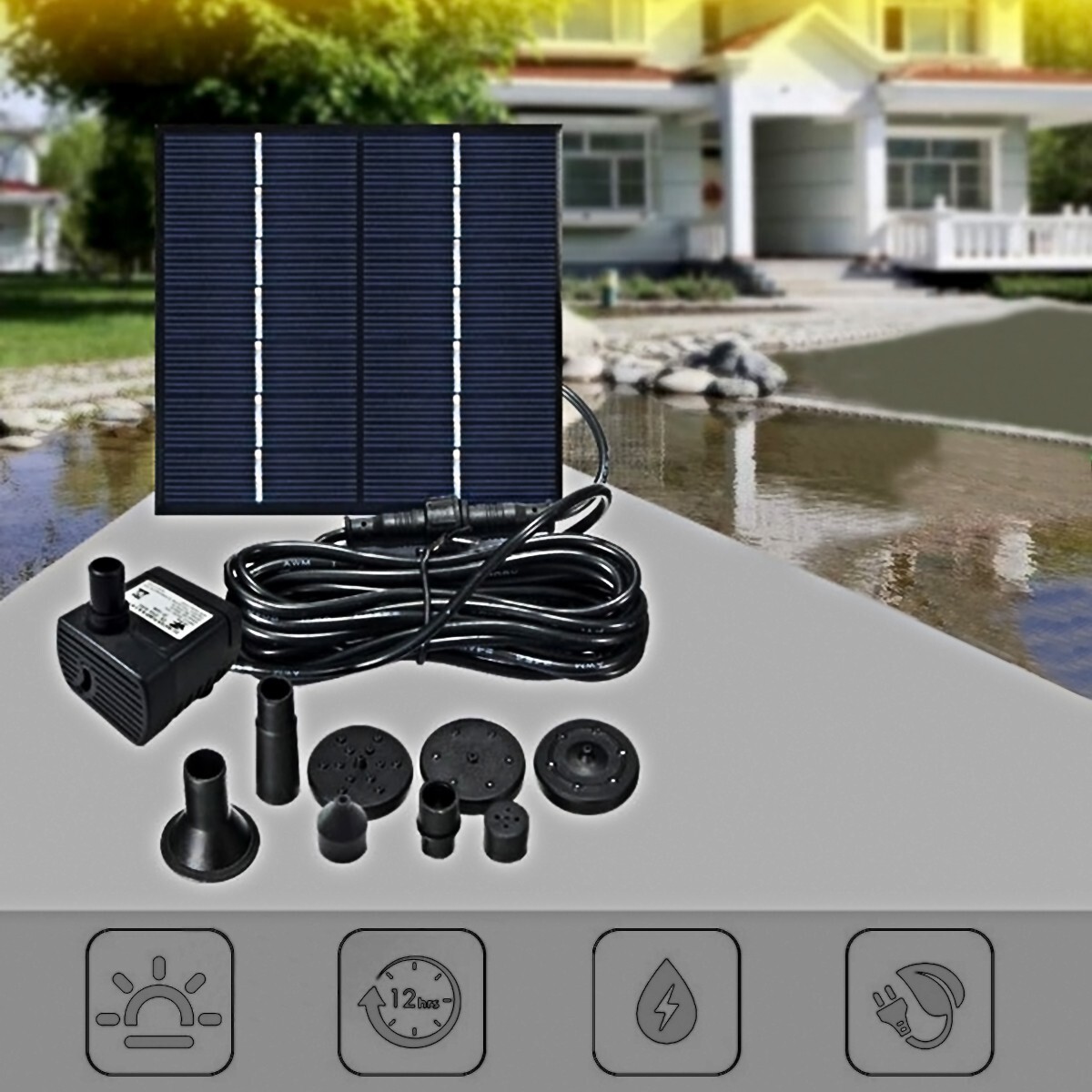 Solar Power Fountain Floating Water Pump for Bird Bath Pond Pool