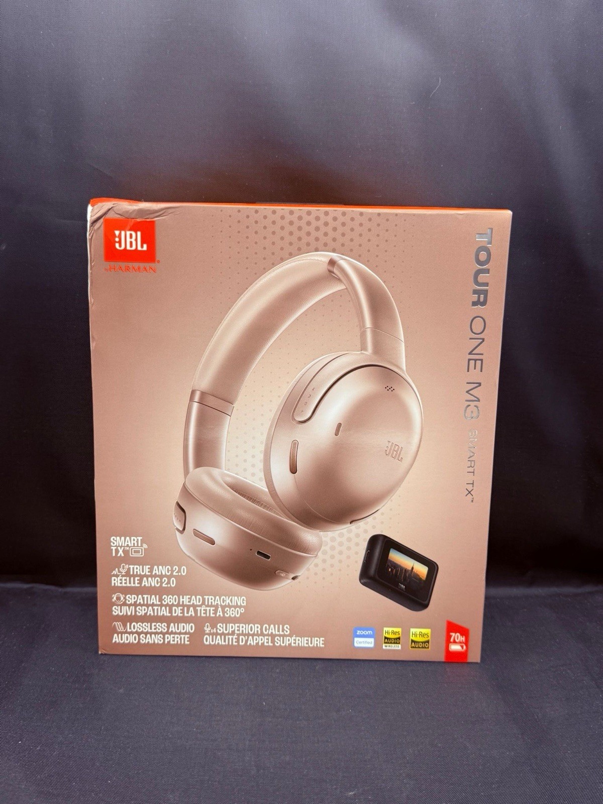 JBL Tour One M3 Wireless Noise-Canceling Headphones w/Smart Tx Transmitter Mocha