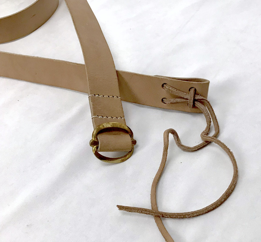 Natural Leather Musket Sling with Brass Buckle
