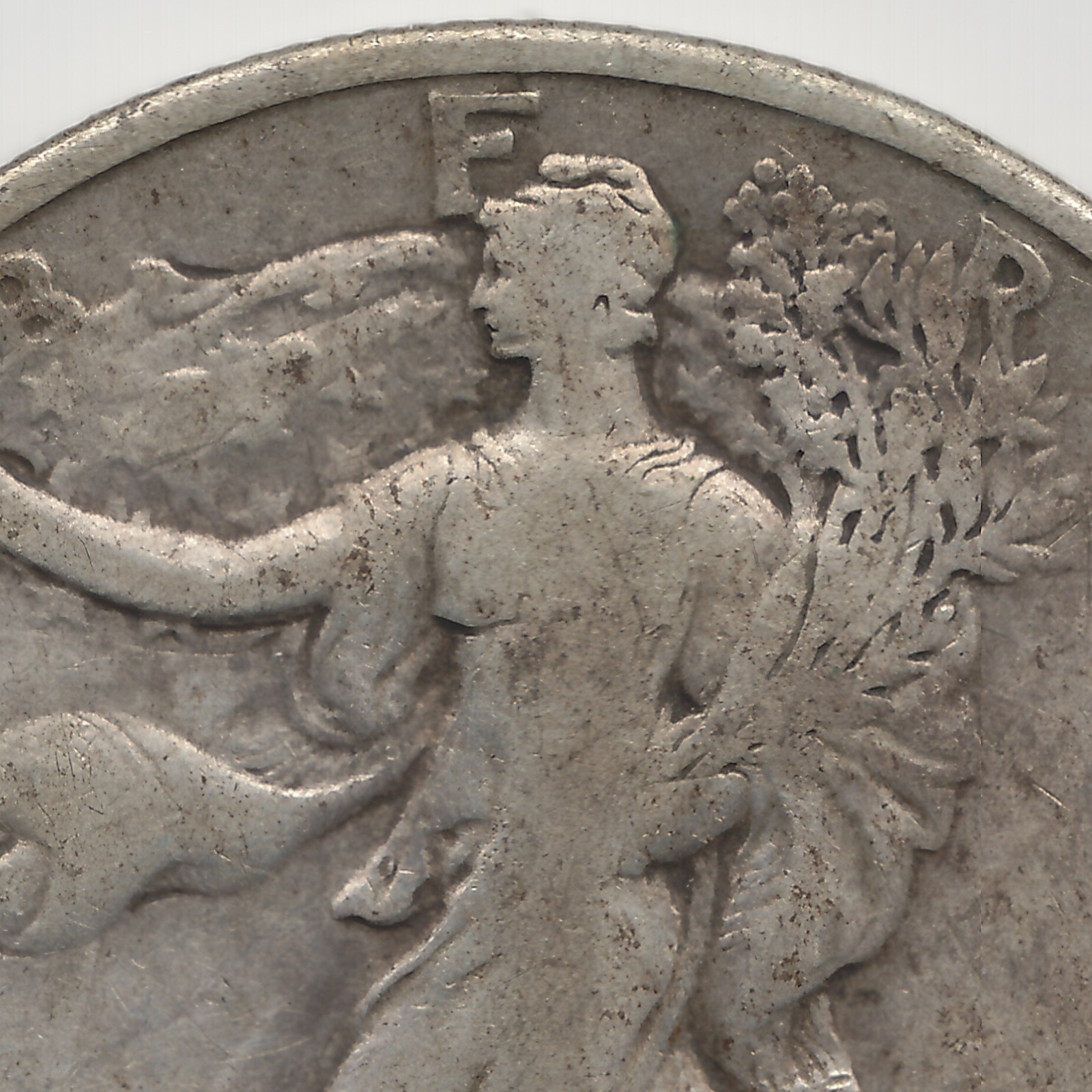 1920 S Walking Liberty Half Dollar, F-VF