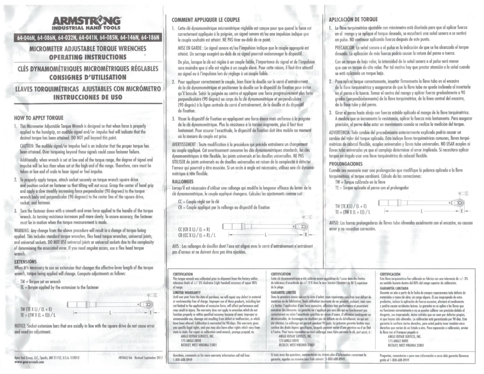 Armstrong Tools 64-046N 3/8" Drive Micrometer Torque Wrench 10 ft/lb - 100 ft/lb