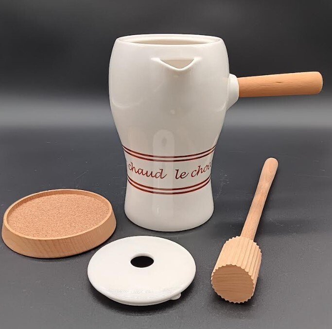 French Hot Chocolate Pot w/Base & Stirring Molinet from Red Envelope