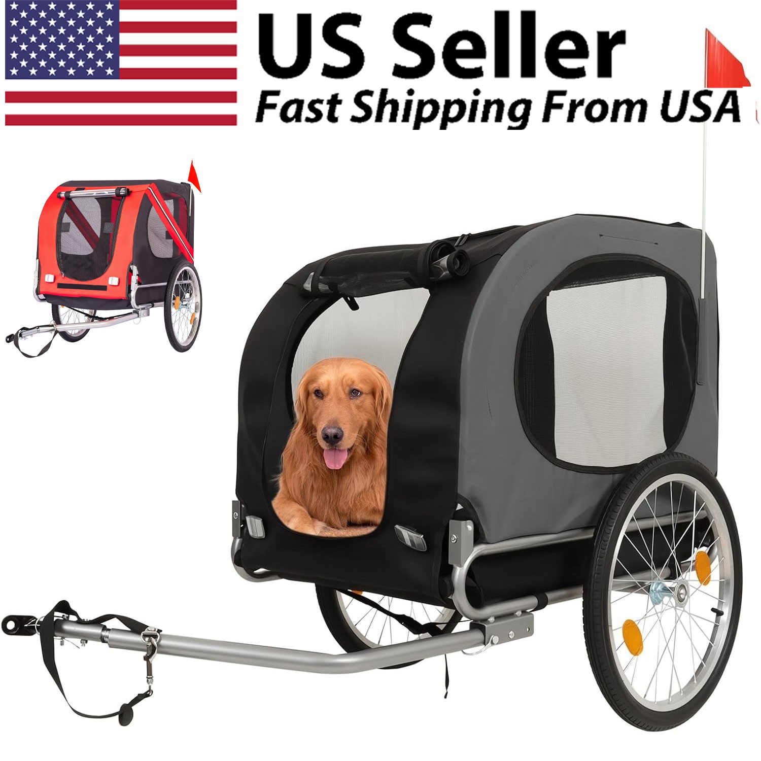 Foldable Pet Bicycle Trailer Stroller Dog Cat Bike Carrier 88 lb Water Resistant