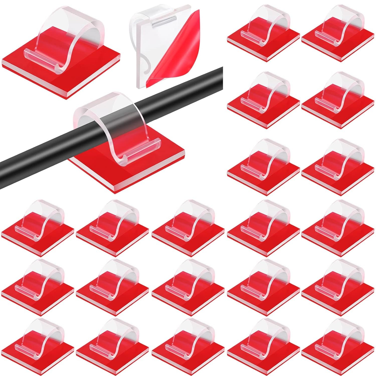 60 Pieces Mini Cable Clips Self Adhesive Light Hooks Small, Clear