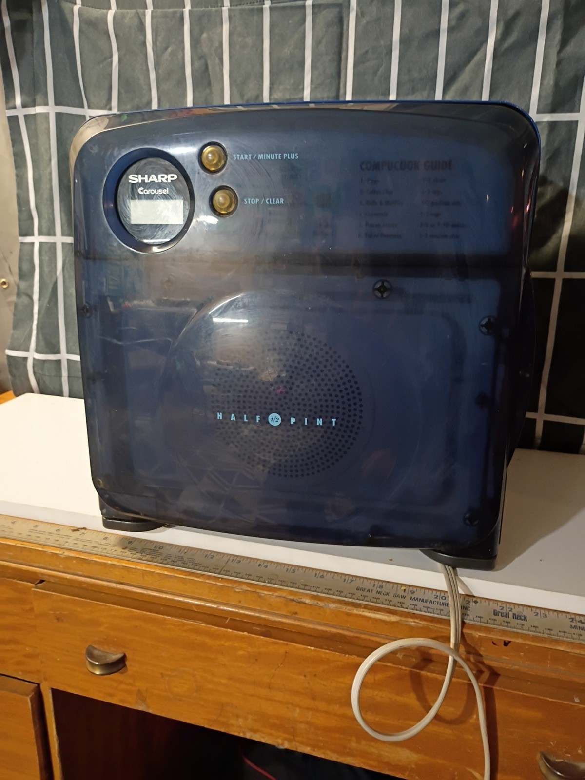 Vintage Sharp Carousel Half Pint Microwave Blue R-120DB Compact Dorm Camper