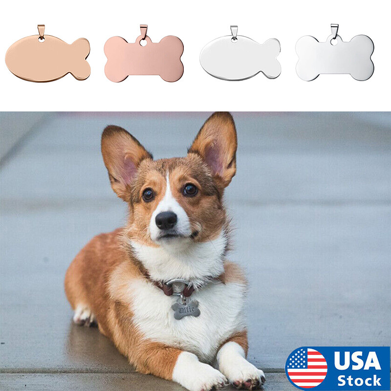 PET ID TAG CUSTOM ENGRAVED PERSONALIZED DOG CAT NAME TAGS DOUBLE SIDE