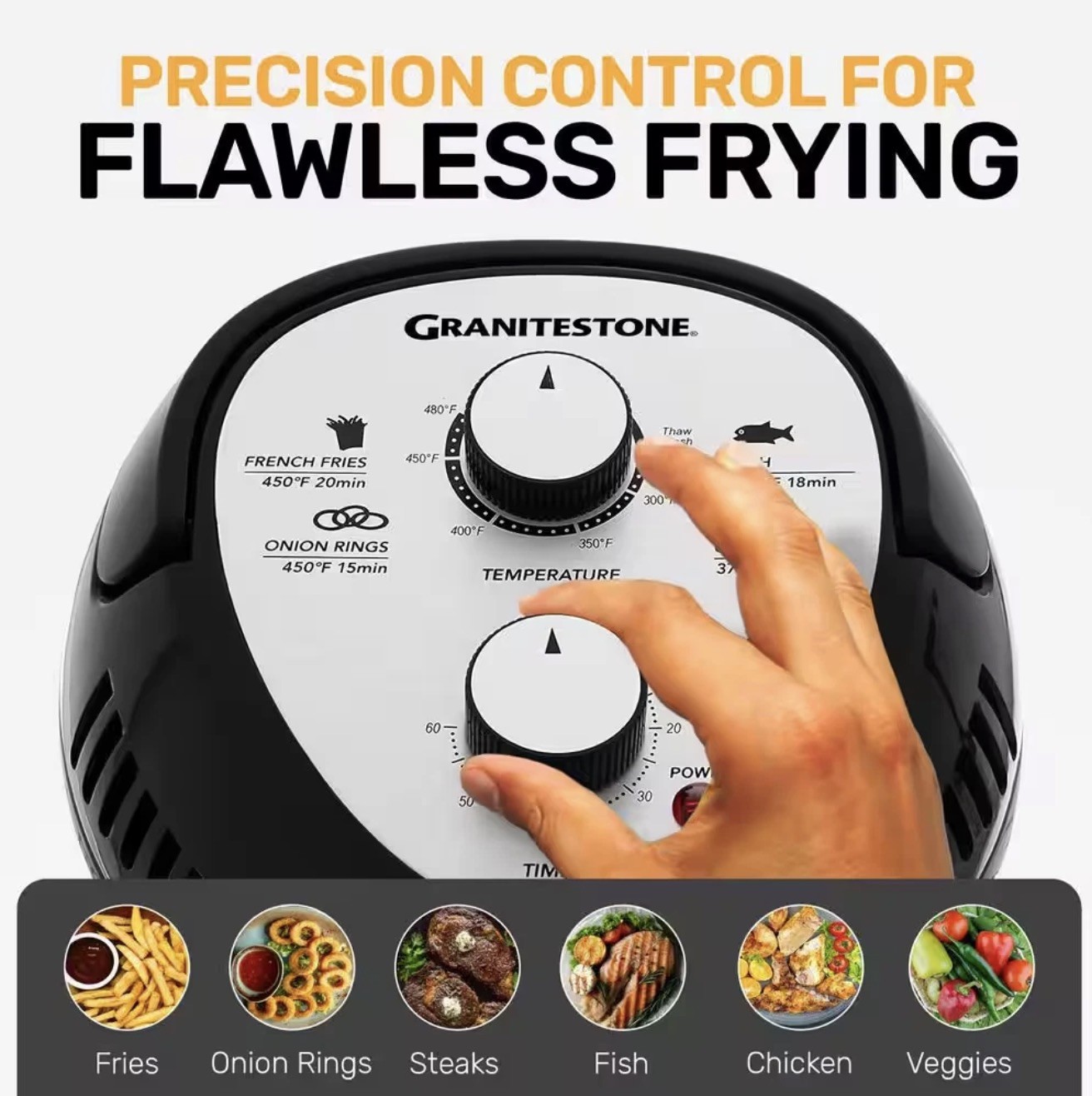 16 Qt. Black Oil-Less Air Fryer with Built-In Timer