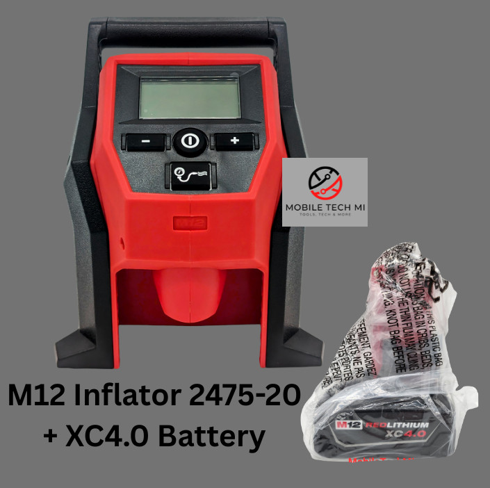 Milwaukee 2475-20 M12 Cordless Portable Car Tire Inflator + 4.0 Ah Battery  NEW