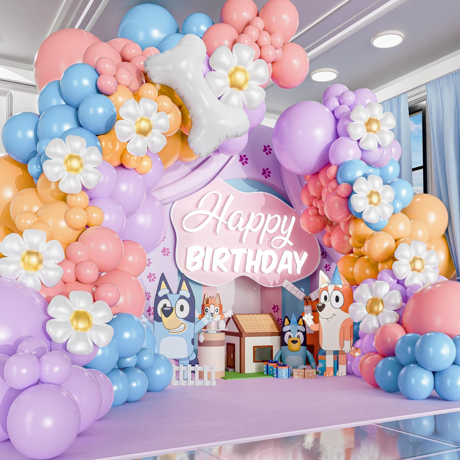 ALL-IN-1 Blue Balloon Arch Kit with BONUS Bone & Daisy Balloons for Birthday ...