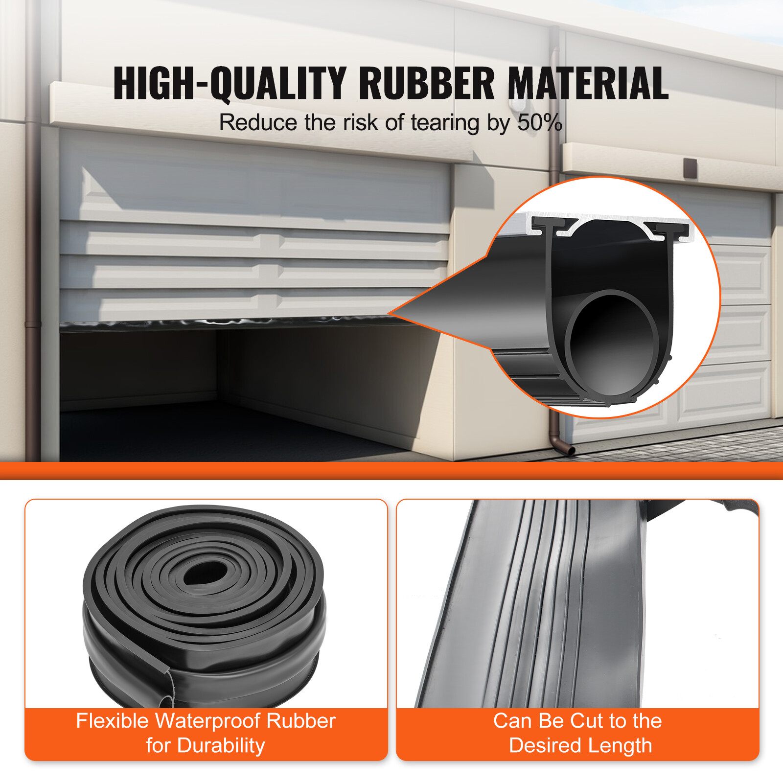 VEVOR Garage Door Seals Bottom Rubber with Track Retainer 16ft 5/16 inch T-end