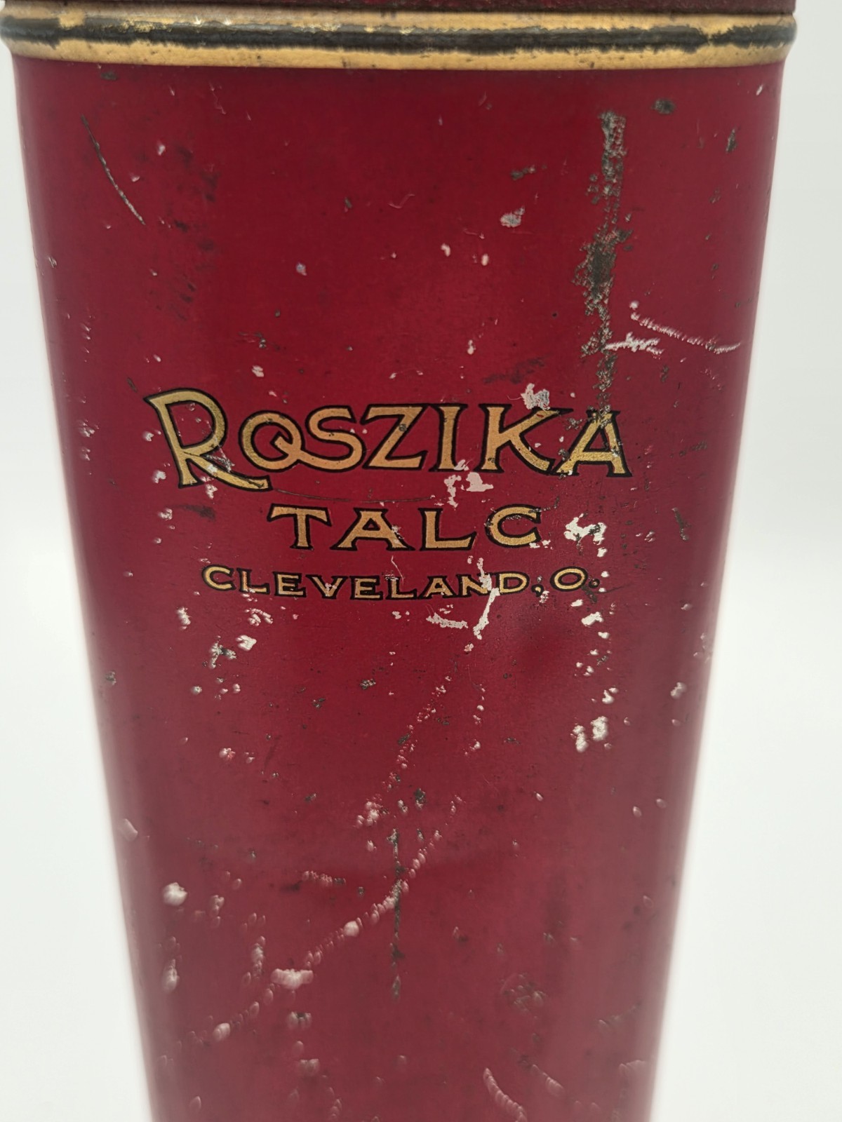 Vintage Roszika Talc Red Advertising Tin Cleveland Ohio- Smithsonian Collection